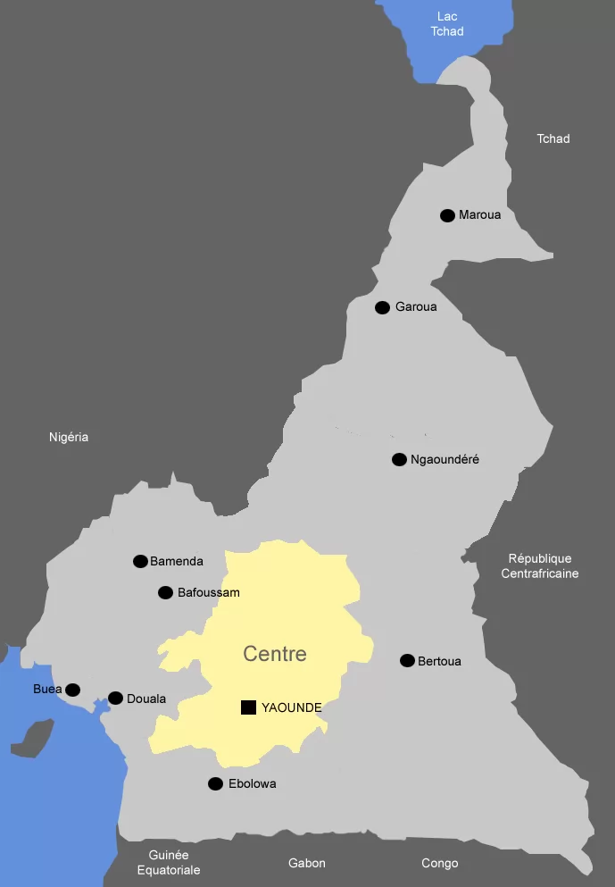Cameroun, carte, géographie, Centre