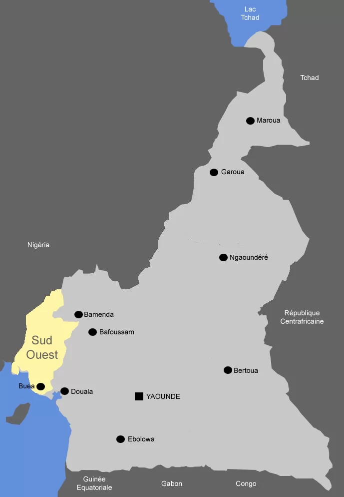 Cameroun, carte, géographie, Sud-Ouest